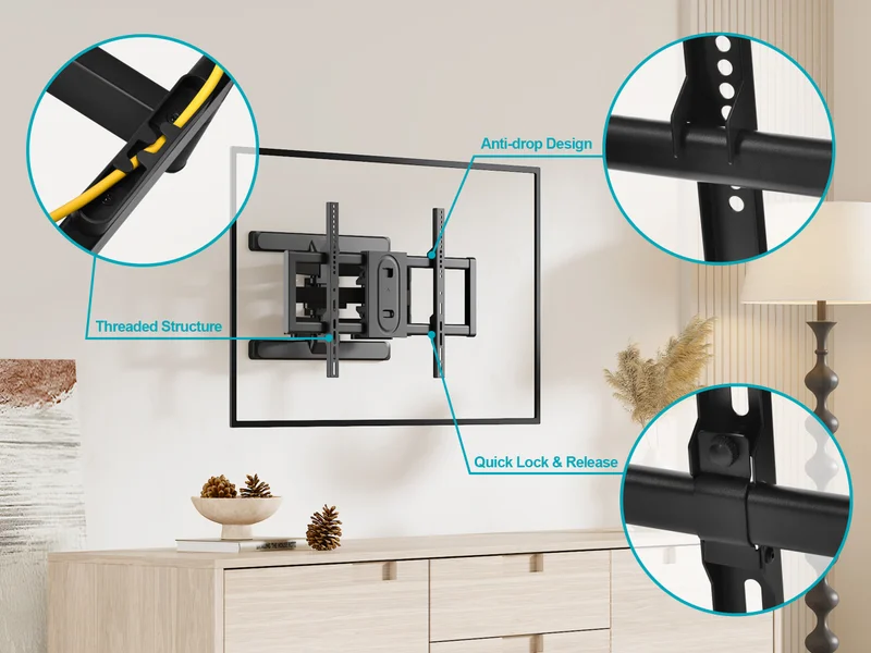 Premium Full Motion TV Wall Mount Bracket for 42" to 90" TVs up to 132lbs, Max VESA 600x400