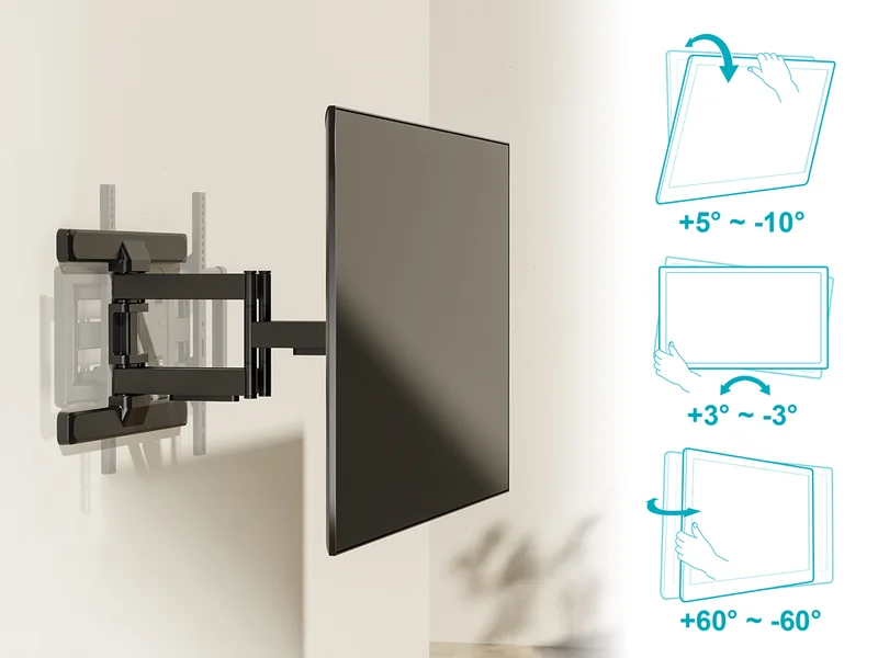 Premium Full Motion TV Wall Mount Bracket for 42" to 90" TVs up to 132lbs, Max VESA 600x400