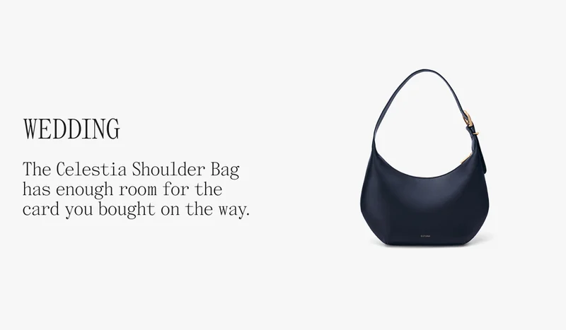 Wedding The Celestia Shoulder Bag has enough room for the card you bought on the way.