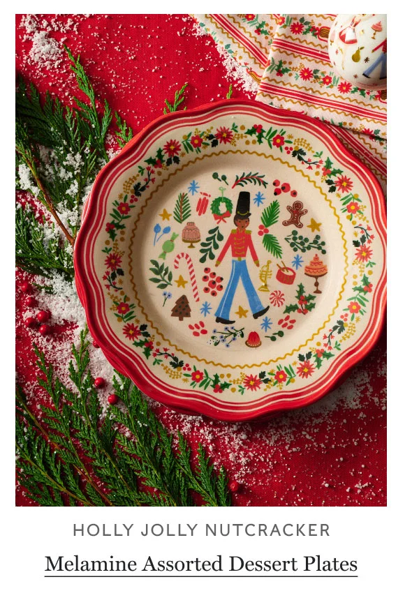 Holly Jolly Nutcracker Melamine Assorted Dessert Plates
