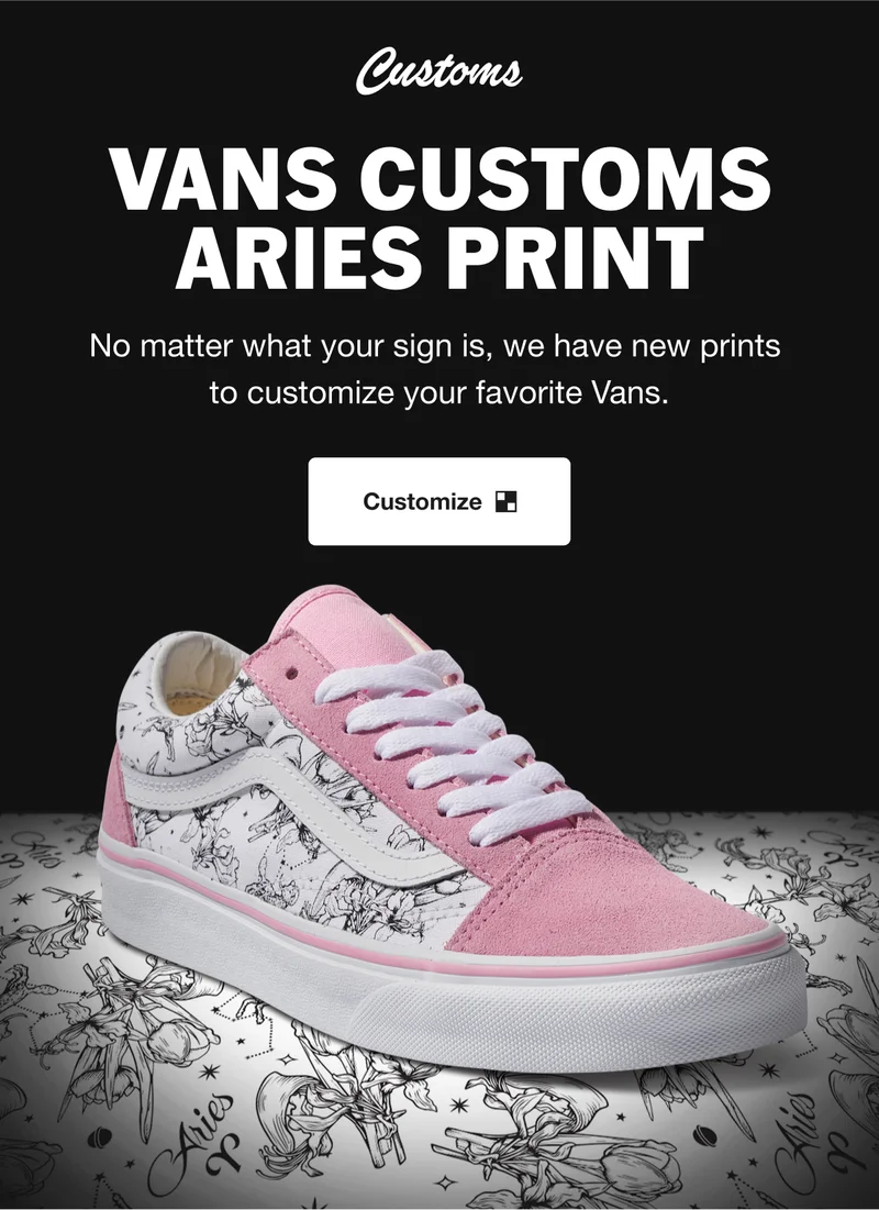 VANS CUSTOMS ARIES PRINT. CUSTOMIZE.
