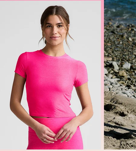 Featherweight Cropped Tee in Pink Glow Heather