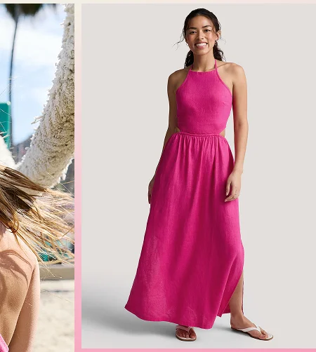 SoftWash Linen Halter Dress in Pink Glow