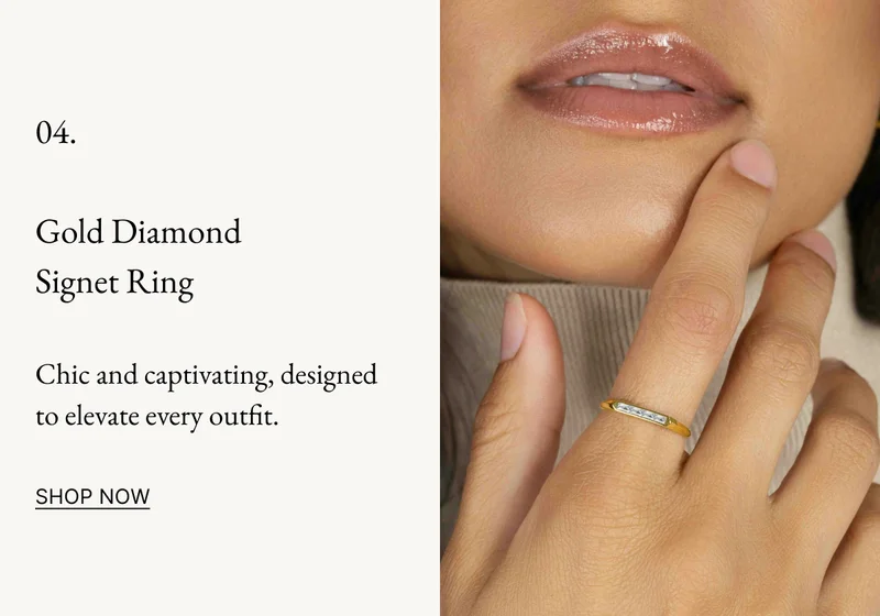 14k Solid Gold Diamond Baguette Signet Ring