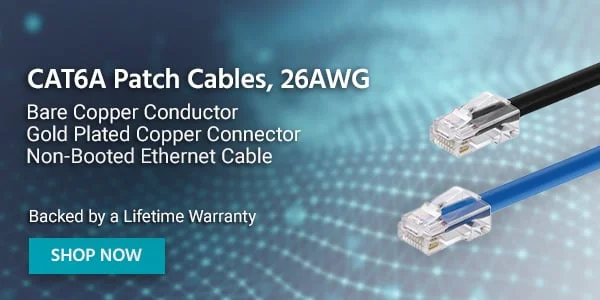 Cat6A Patch Cables, 26AWG. Bare Copper Conductor. Gold Plated Copper Connector. Non-Booted Ethernet Cable. Backed By A Lifetime Warranty. Shop Now.