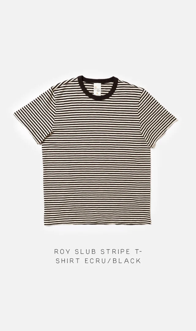 Roy Slub Stripe T-Shirt Ecru/Black