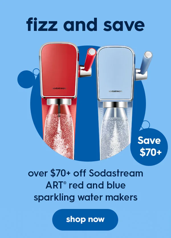 Fizz and Save over $70 on Art Red and Blue Sparkling Water Makers