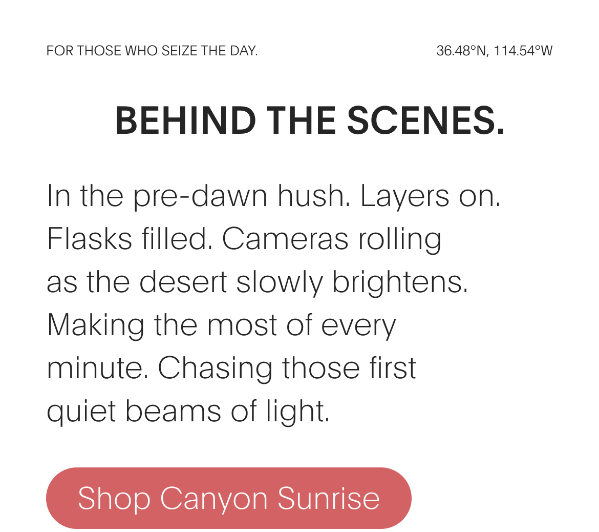 behind the scenes - shop canyon sunrise