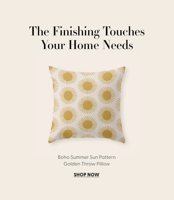 Boho Summer Sun Pattern I Golden Throw Pillow