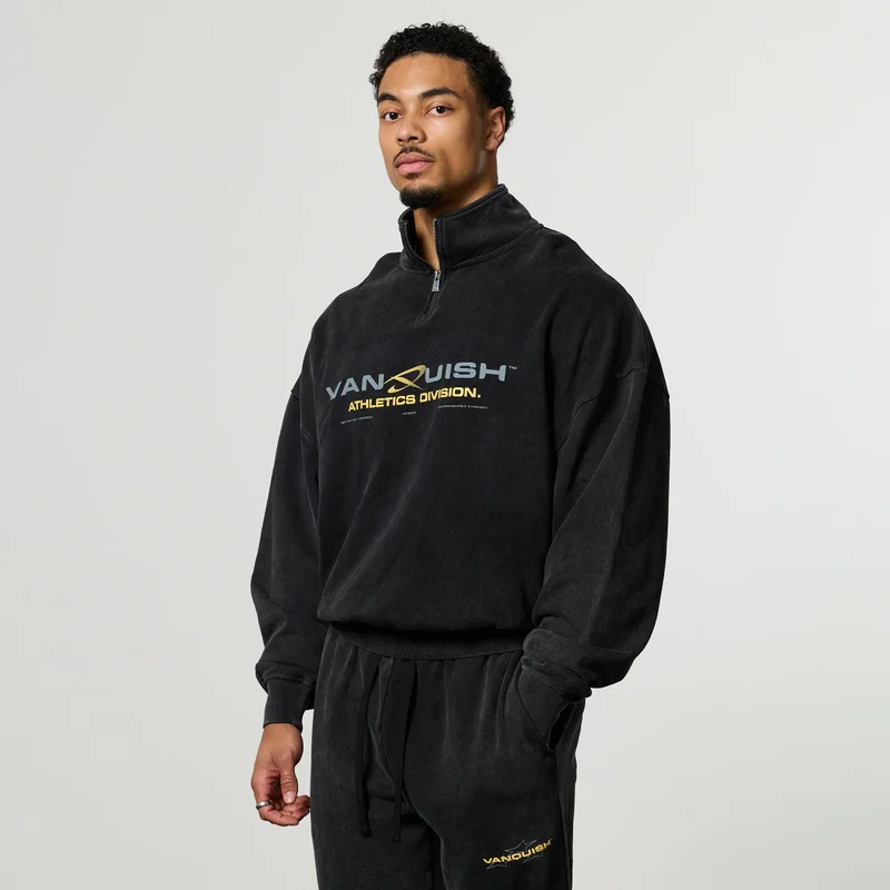 Image of QUICKSTRIKE BLACK 1/4 OVERSIZED 1/4 ZIP SWEATER