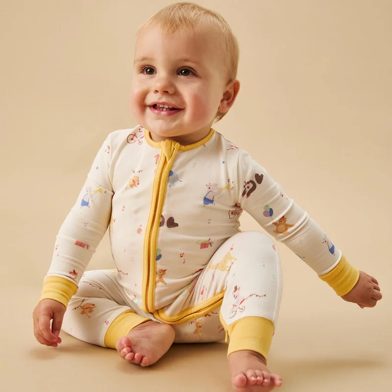 Image of Party Animals Clever Zip Baby Pajamas