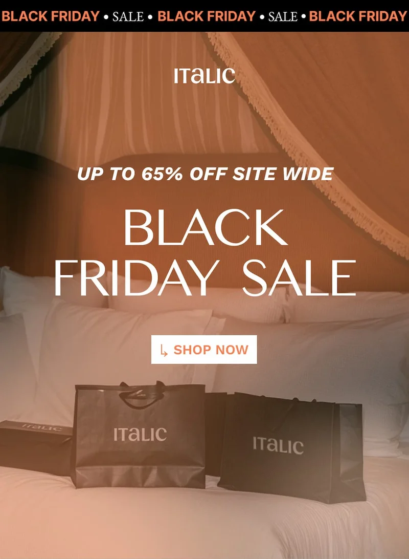 Italic | Life is Luxury | Now Live | Up to 65% Off Sitewide | Our biggest Deal of the year