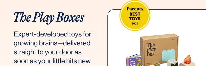 The Play Boxes.Expert-developed toys for growing brains—delivered straight to your door as soon as your little hits new developmental stages.
