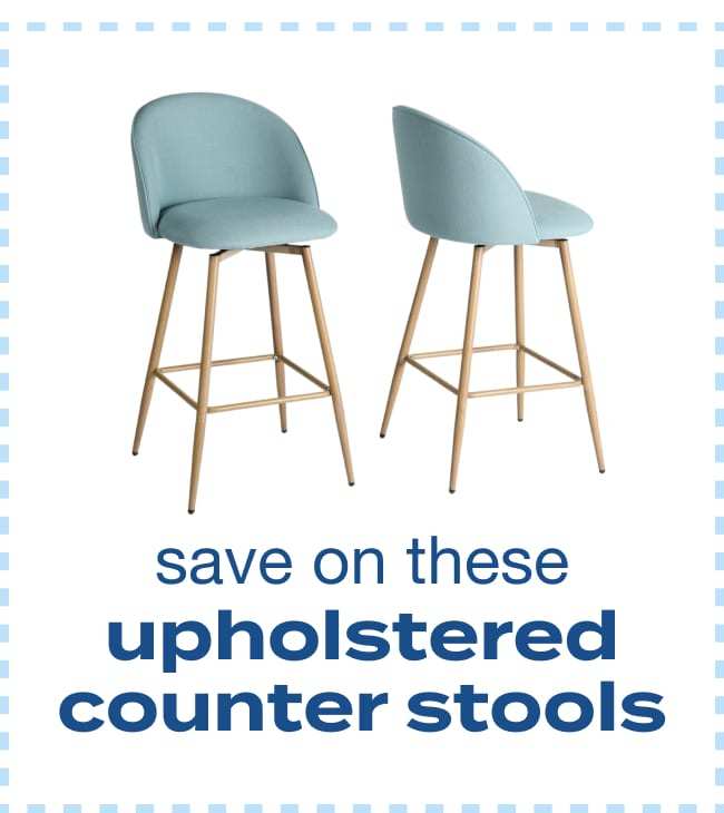 Set of 2 Upholstered Counter Stools