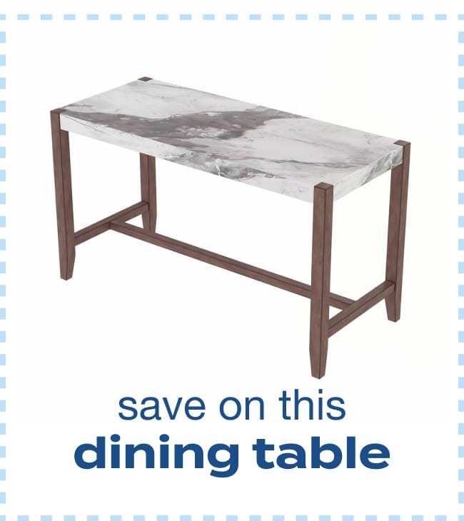 47.5 Inch Faux Marble Finish Counter Height Dining Table