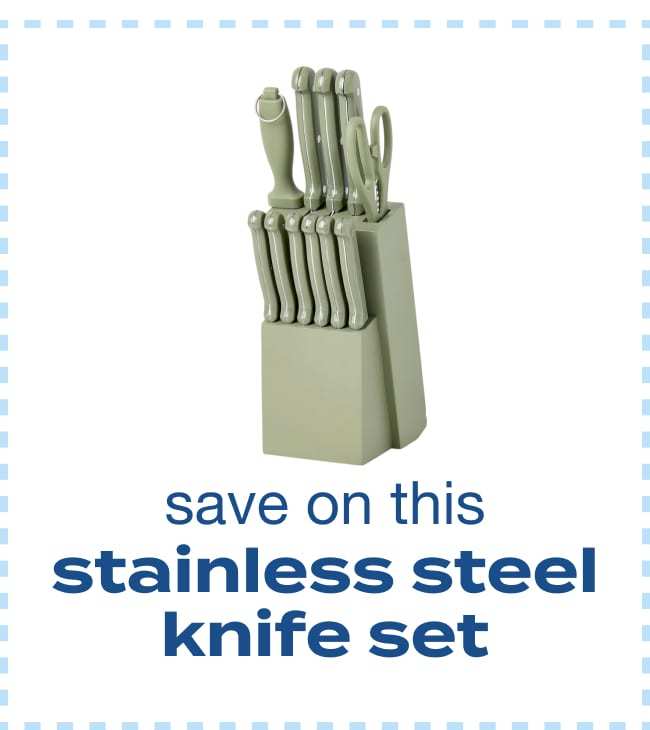 Basic Essentials 12-Piece Stainless Steel Kitchen Knife Set With Wood Block