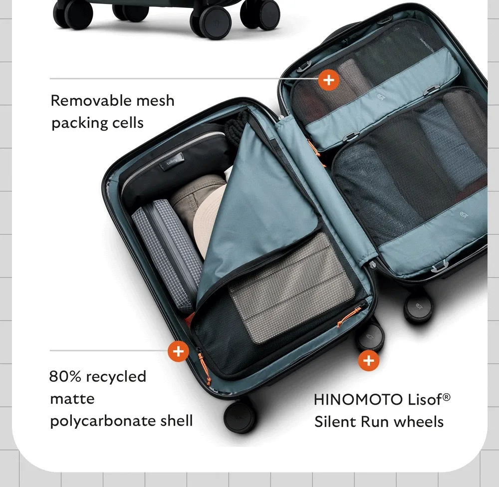 Feature 6 80% recycled matte polycarbonate shell Feature 7 Removable packing cells