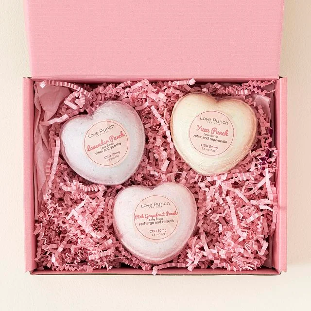 CBD Heart-Shaped Bath Bomb Trio
