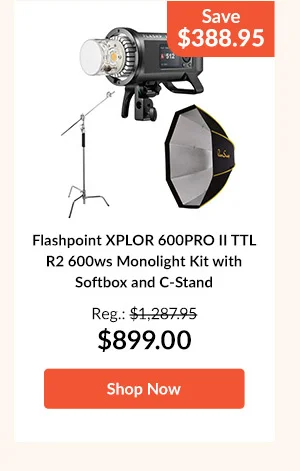 Flashpoint XPLOR 600PRO II TTL R2 600ws Monolight Kit with Softbox and C-Stand
