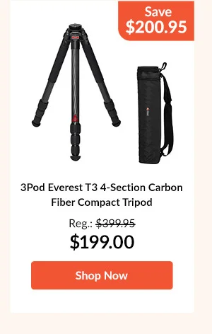 3Pod Everest T3 4-Section Carbon Fiber Compact Tripod