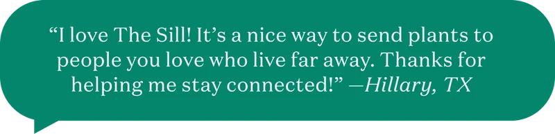"I love The Sill! It's a nice way to send plants to people you love who live far away." - Hillary, TX