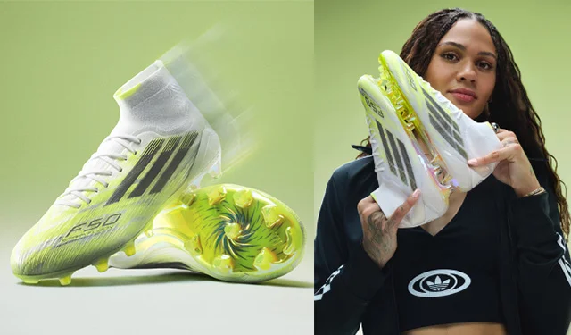 Trinity Rodman holding F50 Sparkfusion Cleats