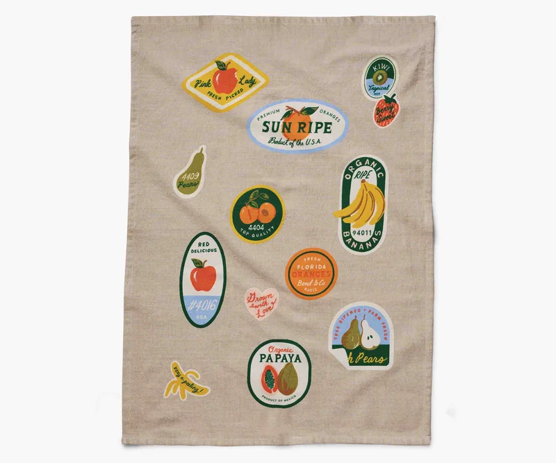 Image of Tea Towel - Fruit Stickers