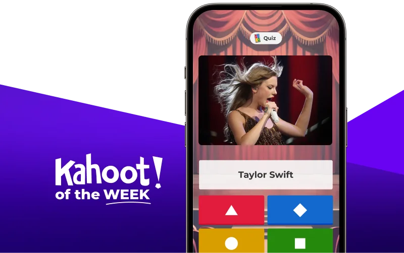 Smartphone displaying a kahoot entitled ''Taylor Swift''
