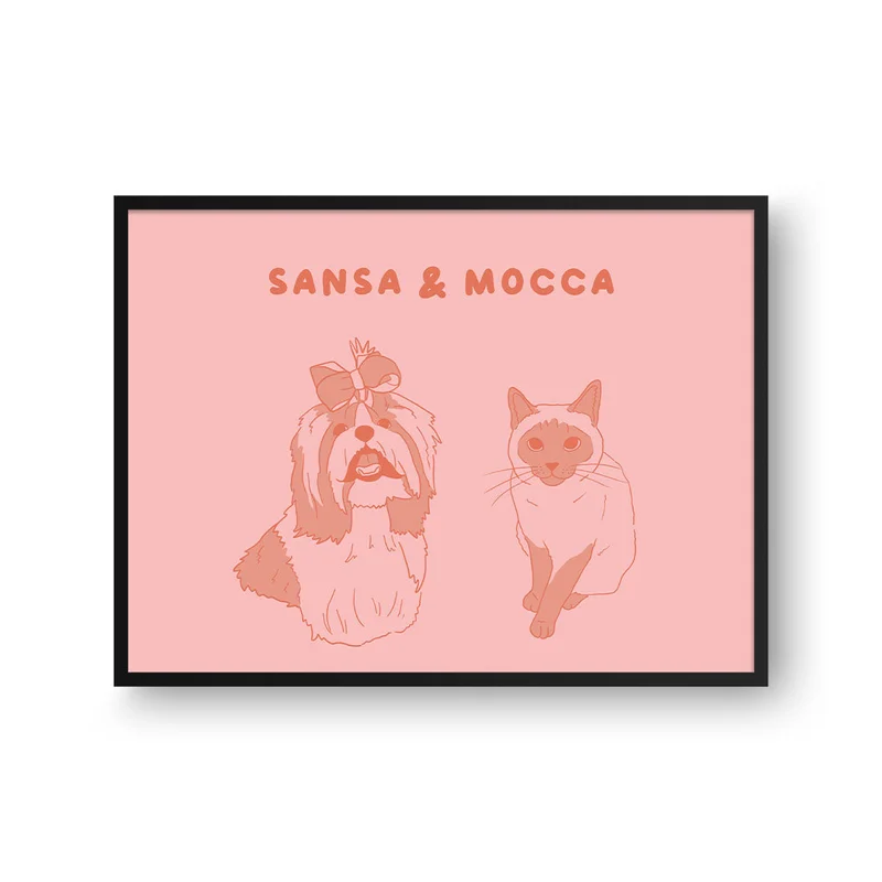 Image of Two Tone Pet Portrait - Two Pets