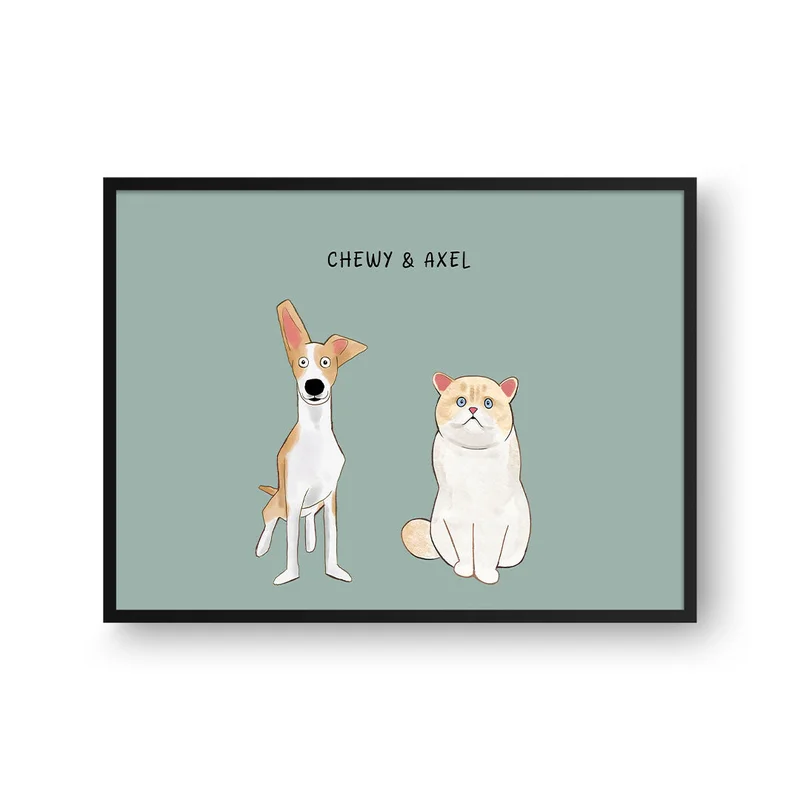 Image of Funny Cartoon Pet Print - Two Pets