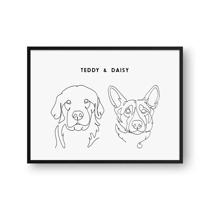 Image of Line Art Pet Portrait - Two Pets