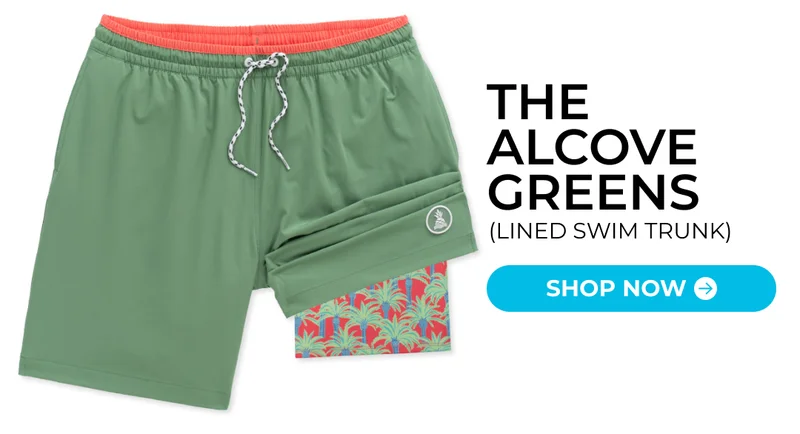 Lined Classic Swim Trunk: The Alcove Greens 7"