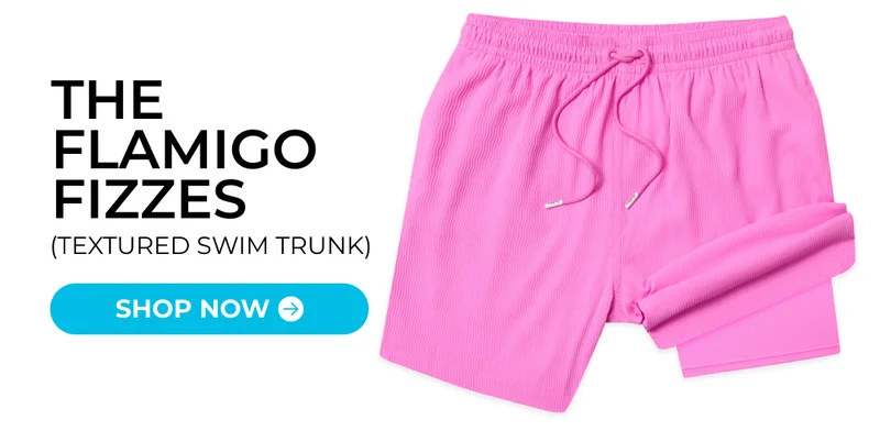 Textured Swim Trunk: The Flamingo Fizzes 5.5"