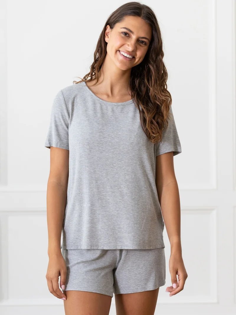 Image of Women’s Bamboo Rib-Knit Short Sleeve Lounge Top - Last Chance