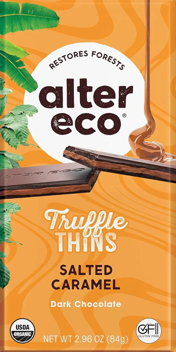 Image of Alter Eco Organic Salted Caramel Dark Chocolate Truffle Thins Bar