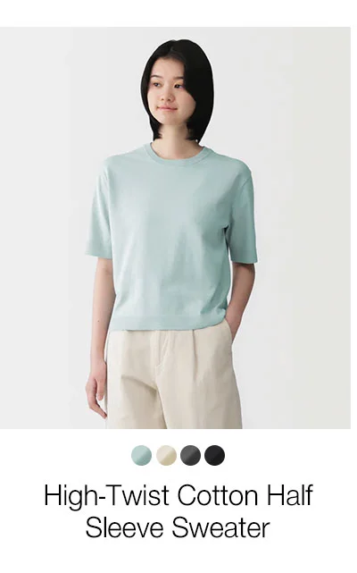 Shop High-Twist Cotton Half Sleeve Sweater