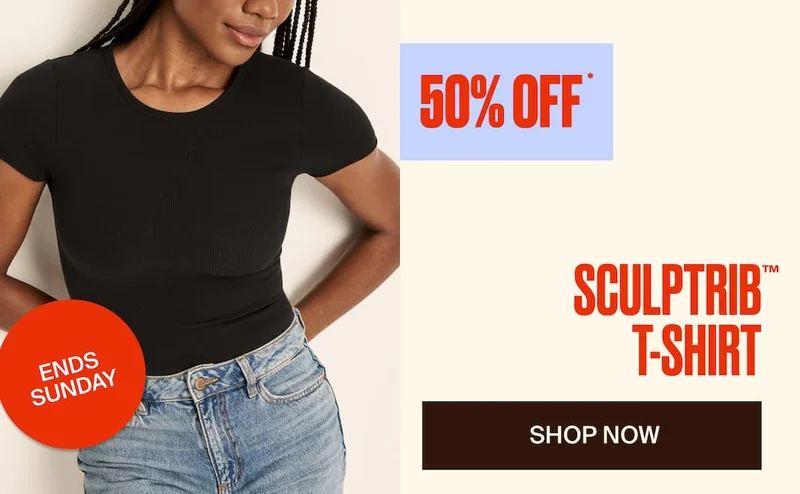 50% off* SculptRib T-Shirt Shop Now. Ends Sunday