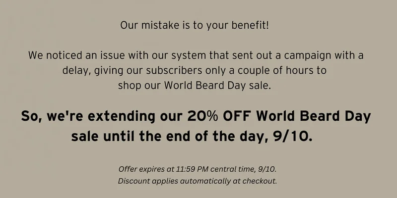 20% OFF for World Beard Day