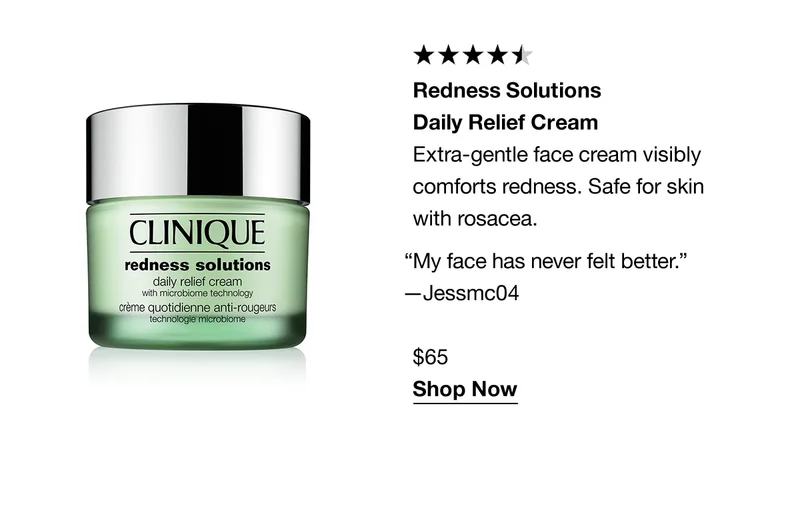 Redness Solutions Daily Relief Cream | Extra-gentle face cream visibly comforts redness. Safe for skin with rosacea. “My face has never felt better.” - Jessmc04 $65 Shop Now
