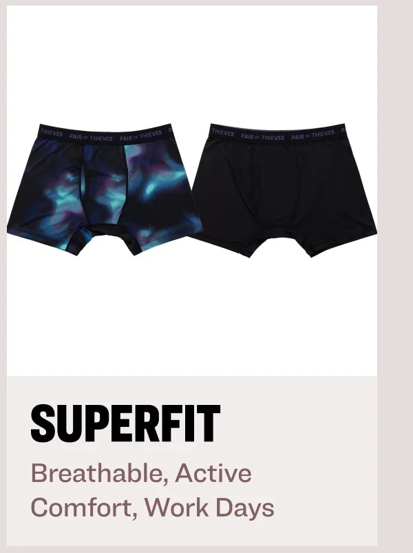SUPERFIT in Black and Purple. Breathable, Active Comfort, Work Days