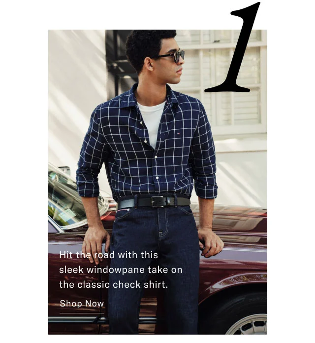 Hit the road with this sleek windowpane take on the classic check shirt. Shop npw