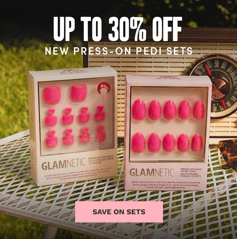 UP TO 30% OFF NEW PRESS-ON PEDI SETS. SAVE ON SETS