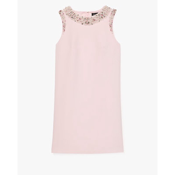 Jeweled Crepe Shift Dress