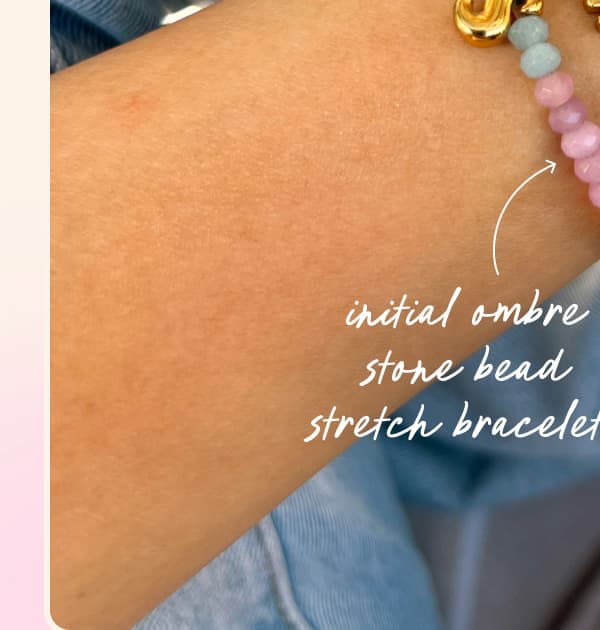 Initial Ombre Stone Bead Stretch Bracelet