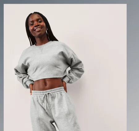LuxeFleece Cropped Sweatshirt in Light Heather Gray