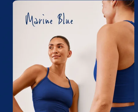 Spacedye Slim Racerback Cropped Tank in Marine Blue Heather
