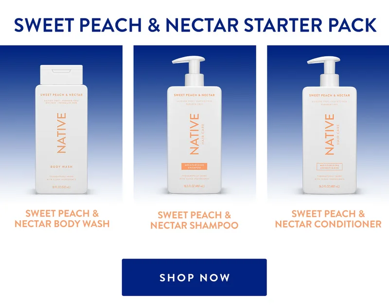 SWEET PEACH & NECTAR STARTER PACK | SWEET PEACH & NECTAR BODY WASH | SWEET PEACH & NECTAR SHAMPOO | SWEET PEACH & NECTAR CONDITIONER | SHOP NOW