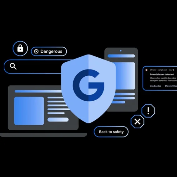 An illustrated blue shield with a 'G' on it