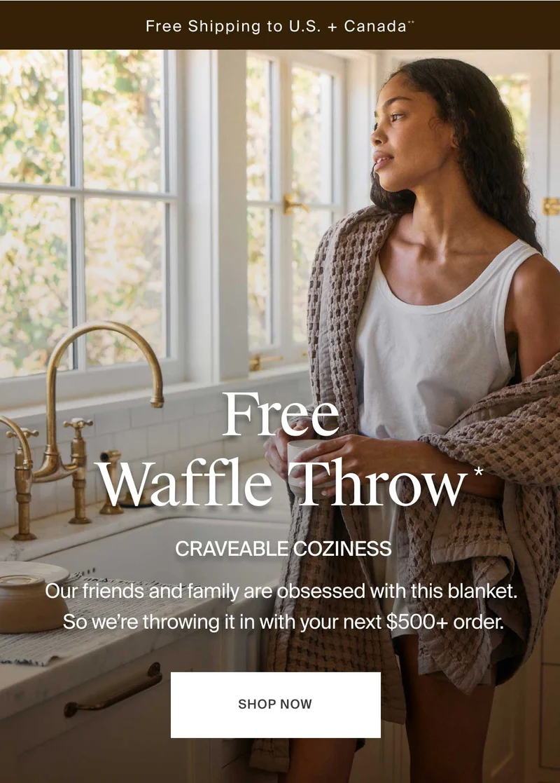 Get the craveable Waffle Throw with a purchase of $500 or more