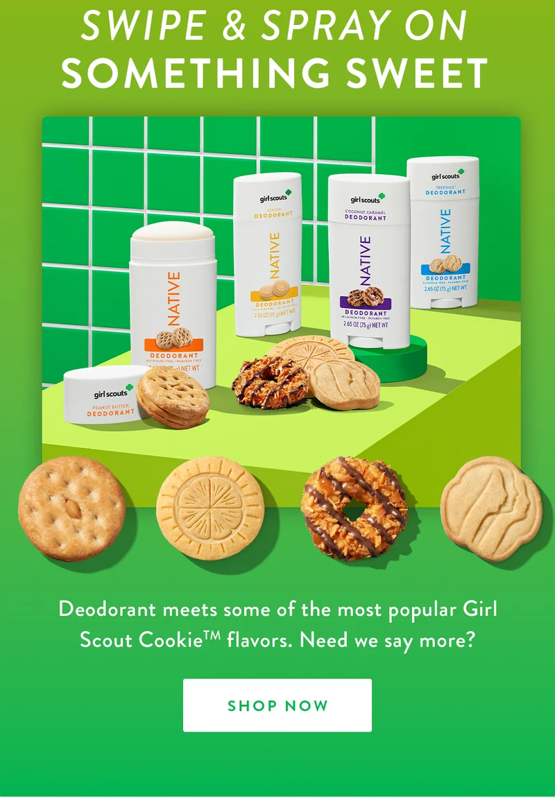 Swipe & Spray On Something Sweet | Deodorant meets some of the most popular Girl Scout Cookie™️ flavors. Need we say more? | SHOP NOW